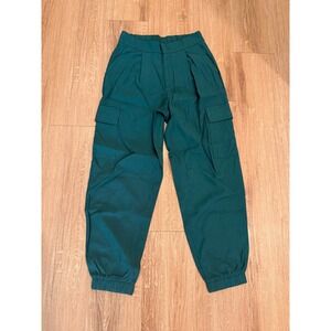 Womens A New Day Teal Cargo Pants Elastic Waist Jogger Style NWT Size 4